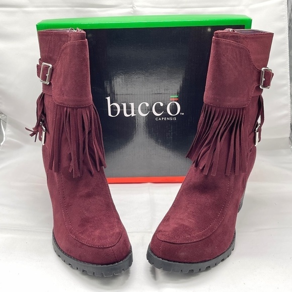 Bucco Jaxsyn Fringed Boot Burgundy Size 9 NIB - Picture 1 of 7
